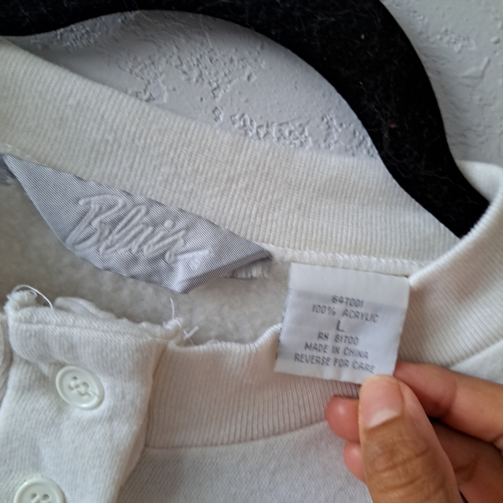 Blair Women's Cream and Blue Striped Crewneck Sweater - Picture 4 of 5